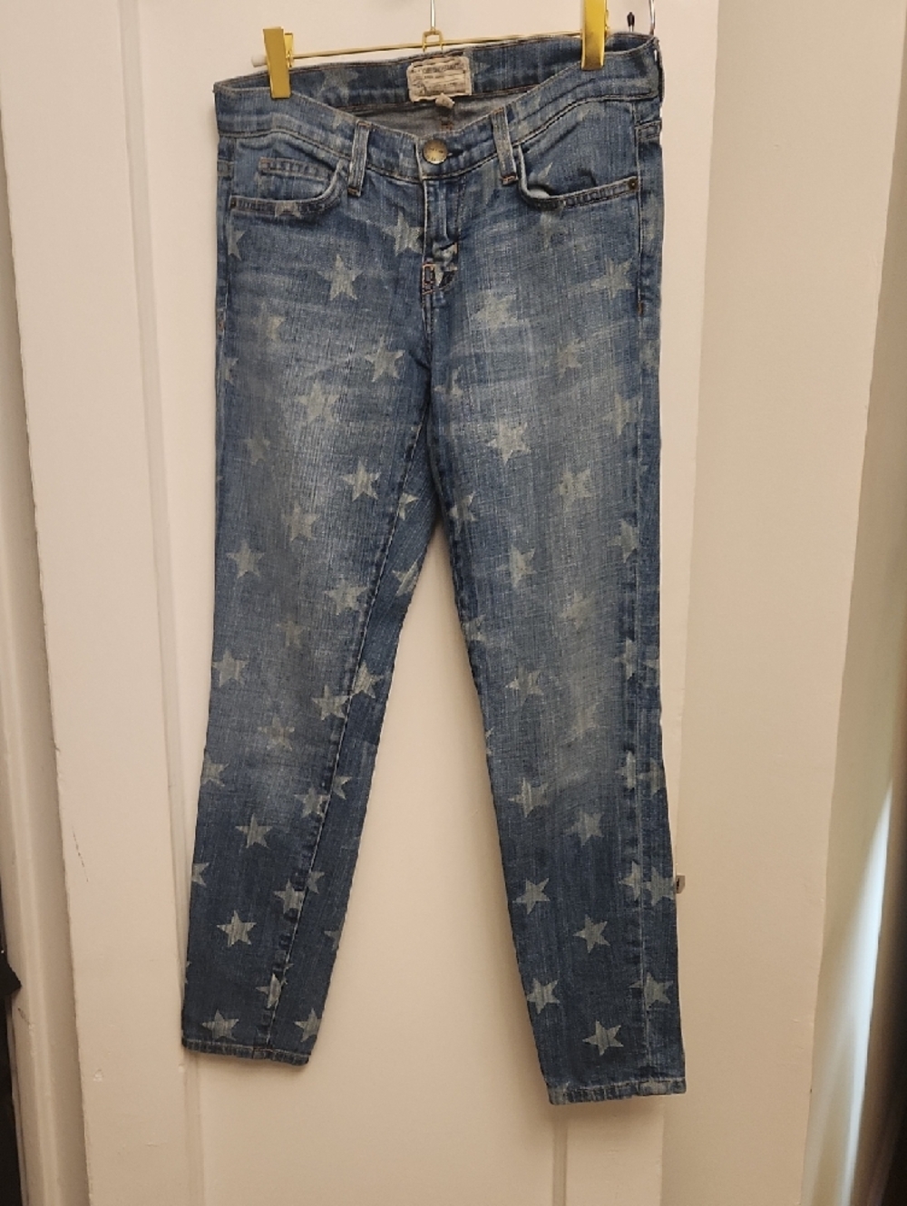 Current/Elliott “The Stiletto” Star Print Skinny Jeans Blue Denim Women’s